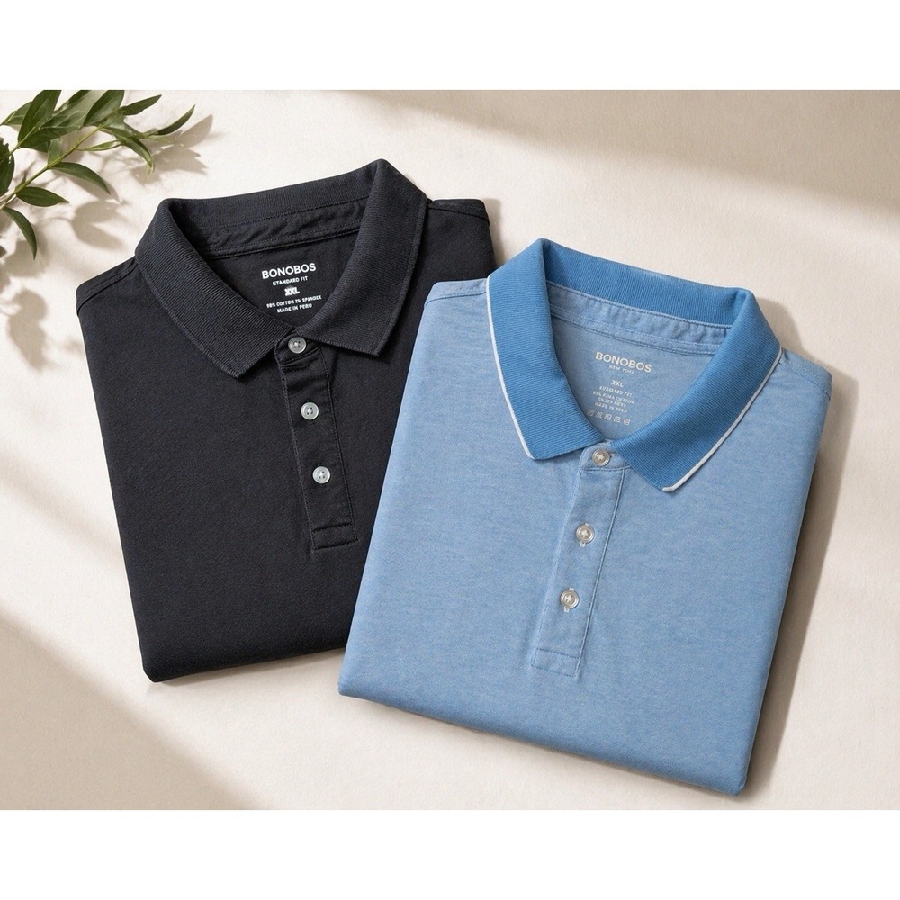 Bonobos Polo Shirt Bundle 2XL Mens Black Blue Casual Cotton